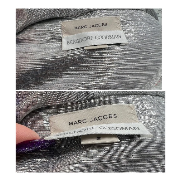 MARC JACOBS FOR BERGDORF GOODMAN SILVER SILK LAMÉ TOP - Picture 15 of 16